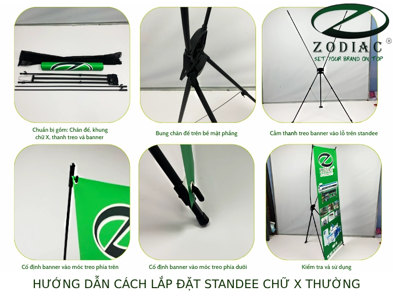 Hướng dẫn cách lắp đặt standee chữ X thường