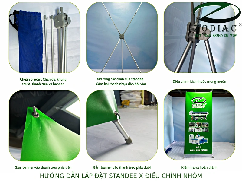 Hướng dẫn cách lắp đặt standee x điều chỉnh nhôm