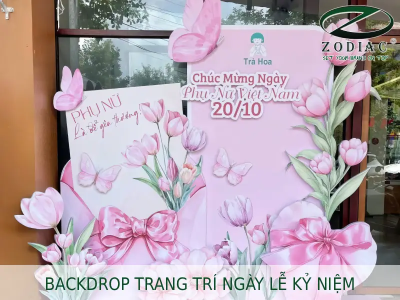Backdrop trang trí ngày lễ kỷ niệm tại ZODIAC