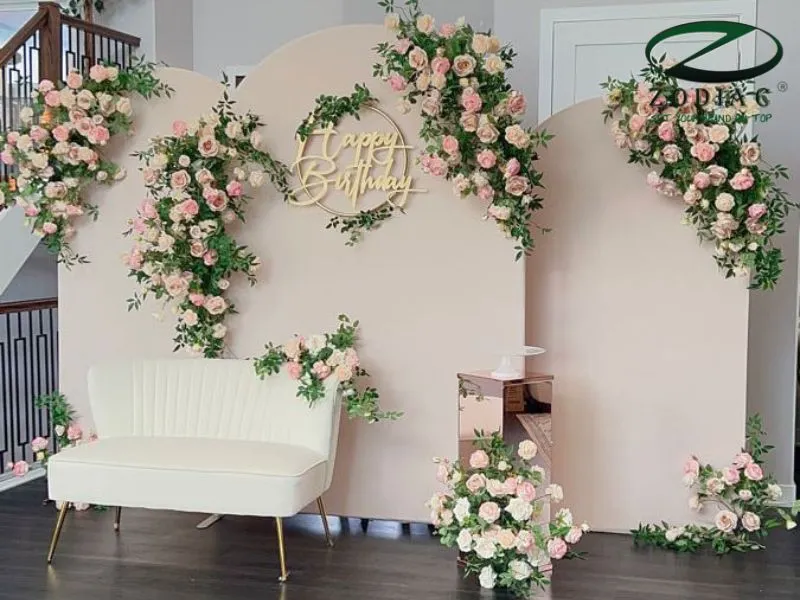 backdrop đám cưới tone hồng
