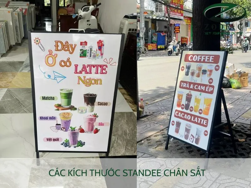 Các kích thước standee chân sắt