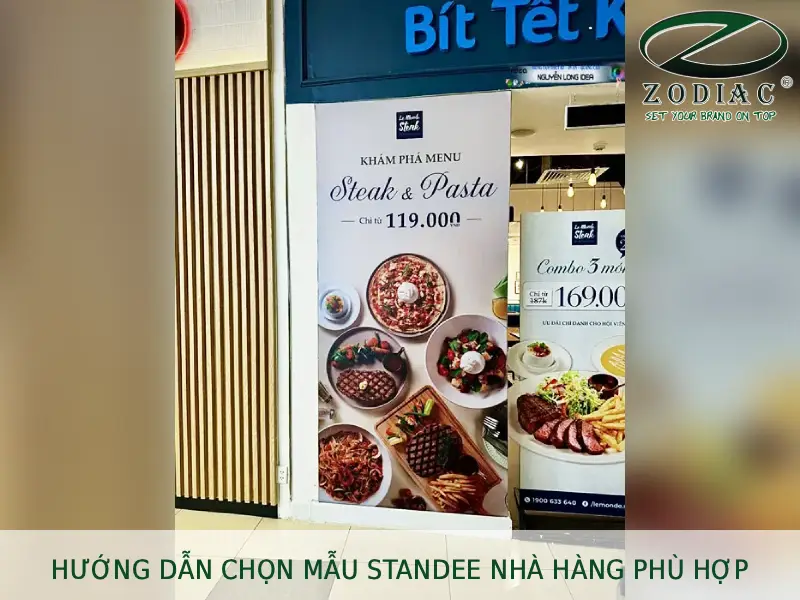 Hướng dẫn chọn mẫu standee nhà hàng phù hợp tại ZODIAC