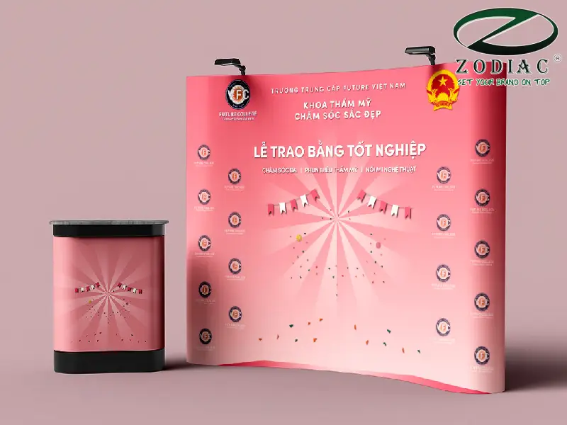 Backdrop lễ tốt nghiệp khóa học làm đẹp tại ZODIAC