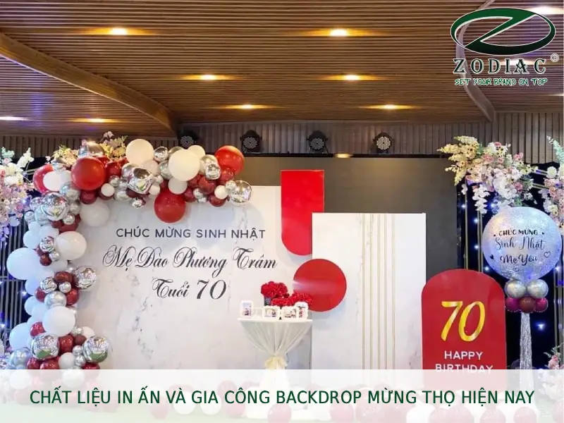 Chất liệu in ấn và gia công backdrop mừng thọ hiện nay tại ZODIAC