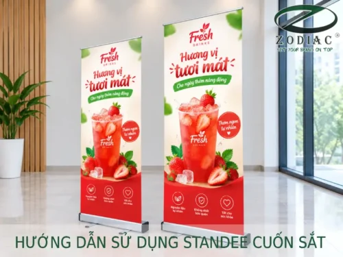 Hướng dẫn sử dụng standee cuốn sắt
